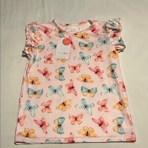 Mila & Rose Kids Butterfly Print Shirt - Pink and Multicolor
